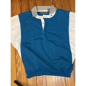 VTG MARK ELLIOT SHIRT‎ couture sport MENS SZ M BLUE Removable Collar  70s